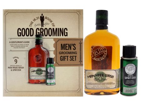 18.21 Man Made Book of Good Grooming Volume 9 Set - Spiced Vanilla by 18.21 Man Made for Men - 2 Pc 18oz Man Made Wash 3-In-1 Shampoo, Conditioner and Body Wash, 3.4oz Spirits Spritzer Body Spray Online Hot Sale