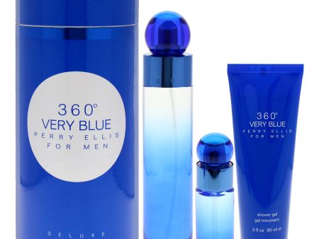 Perry Ellis 360 Very Blue by Perry Ellis for Men - 3 Pc Gift Set 3.4oz EDT Spray, 0.25oz EDT Spray, 3oz Shower Gel Hot on Sale