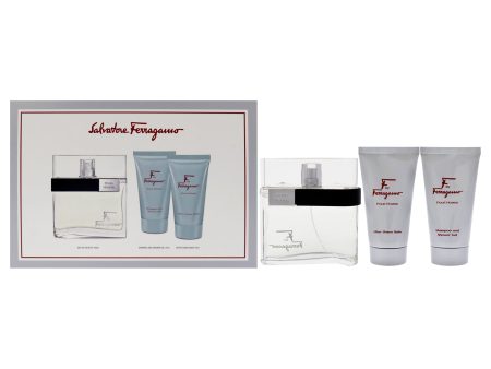 Salvatore Ferragamo F by Salvatore Ferragamo for Men - 3 Pc Gift Set 3.4oz EDT Spray, 2.5oz Shower Gel, 2.5oz After Shave Balm Fashion