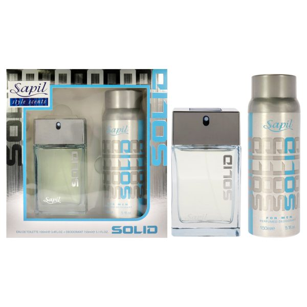 Sapil Solid Blue by Sapil for Men - 2 Pc Gift Set 3.4oz EDT Spray, 5.1oz Deodorant Spray Hot on Sale