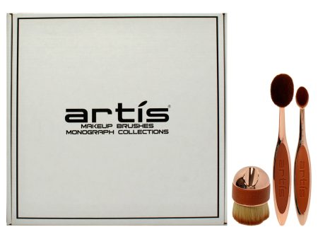 Artis Elite 3 Brush Set - Rose Gold by Artis for Women - 3 Pc Elite Oval Brush 6 - Rose Gold, Elite Oval Brush 4 - Rose Gold , Palm Brush Mini - Rose Gold, Travel Case Large - Black Discount