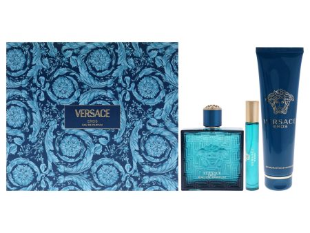 Versace Versace Eros by Versace for Men - 3 Pc Gift Set 3.4oz EDP Spray, 0.3oz EDP Spray, 5oz Shower Gel For Discount